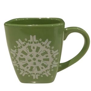 Starbucks 2004 Green Square Snowflake Retro Coffee Pot Mug